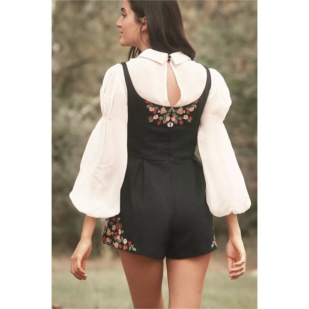 Anthropologie Maeve Long-Sleeve Embroidered Twofer Romper Size 2 NWT - Picture 2 of 15